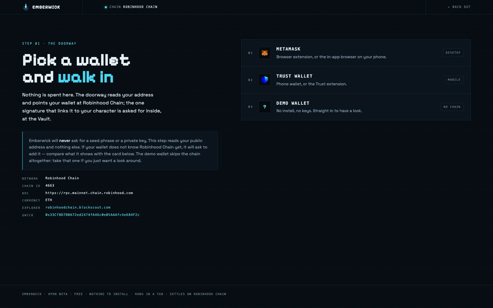 The doorway: MetaMask, Trust Wallet or a demo wallet